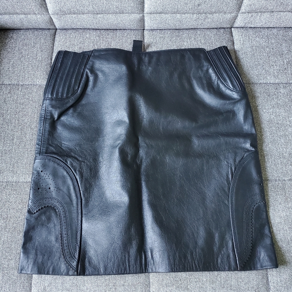Maison Margiela Line 1 Black Calf Leather Skirt Size 38 / XS
